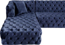 Coco Navy Velvet 3pc. Sectional (3 Boxes) - NY Furniture Direct (NY)
