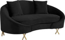 Serpentine Black Velvet Loveseat - NY Furniture Direct (NY)