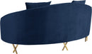 Serpentine Navy Velvet Loveseat - NY Furniture Direct (NY)
