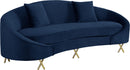 Serpentine Navy Velvet Sofa - NY Furniture Direct (NY)