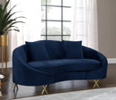 Serpentine Navy Velvet Loveseat - NY Furniture Direct (NY)