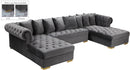 Presley Grey Velvet 3pc. Sectional - NY Furniture Direct (NY)