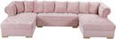 Presley Pink Velvet 3pc. Sectional - NY Furniture Direct (NY)