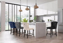 Suri Grey Velvet Stool - NY Furniture Direct (NY)
