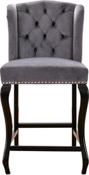 Suri Grey Velvet Stool - NY Furniture Direct (NY)