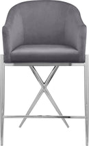 Xavier Grey Velvet Counter Stool - NY Furniture Direct (NY)