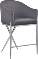 Xavier Grey Velvet Counter Stool - NY Furniture Direct (NY)