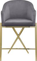 Xavier Grey Velvet Counter Stool - NY Furniture Direct (NY)