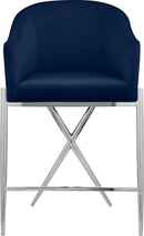 Xavier Navy Velvet Counter Stool - NY Furniture Direct (NY)