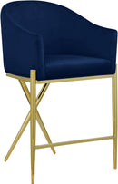 Xavier Navy Velvet Counter Stool - NY Furniture Direct (NY)