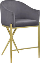 Xavier Grey Velvet Counter Stool - NY Furniture Direct (NY)