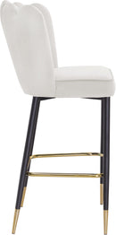 Lily Cream Velvet Stool - NY Furniture Direct (NY)
