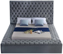 Bliss Grey Velvet Queen Bed (3 Boxes) - NY Furniture Direct (NY)