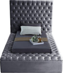 Bliss Grey Velvet Twin Bed (3 Boxes) - NY Furniture Direct (NY)