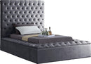 Bliss Grey Velvet Twin Bed (3 Boxes) - NY Furniture Direct (NY)