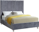 Candace Grey Velvet Queen Bed