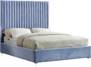 Candace Sky Blue Velvet Queen Bed