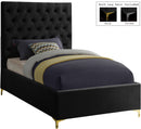 Cruz Black Velvet Twin Bed - NY Furniture Direct (NY)