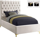Cruz Cream Velvet Twin Bed - NY Furniture Direct (NY)