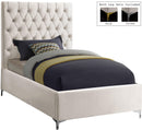 Cruz Cream Velvet Twin Bed - NY Furniture Direct (NY)
