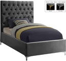 Cruz Grey Velvet Twin Bed - NY Furniture Direct (NY)