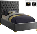 Cruz Grey Velvet Twin Bed - NY Furniture Direct (NY)