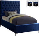 Cruz Navy Velvet Twin Bed - NY Furniture Direct (NY)
