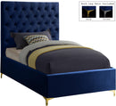 Cruz Navy Velvet Twin Bed - NY Furniture Direct (NY)
