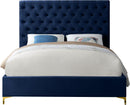 Cruz Navy Velvet King Bed - NY Furniture Direct (NY)
