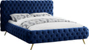 Delano Navy Velvet Queen Bed - NY Furniture Direct (NY)