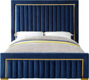 Dolce Navy Velvet Queen Bed (3 Boxes) - NY Furniture Direct (NY)
