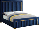 Dolce Navy Velvet Queen Bed (3 Boxes) - NY Furniture Direct (NY)
