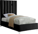 Enzo Black Velvet Twin Bed - NY Furniture Direct (NY)