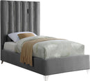 Enzo Grey Velvet Twin Bed - NY Furniture Direct (NY)