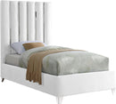 Enzo White Velvet Twin Bed - NY Furniture Direct (NY)
