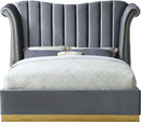 Flora Grey Velvet King Bed (3 Boxes) - NY Furniture Direct (NY)