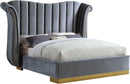 Flora Grey Velvet Queen Bed (3 Boxes) - NY Furniture Direct (NY)