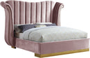 Flora Pink Velvet Queen Bed (3 Boxes) - NY Furniture Direct (NY)