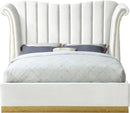 Flora White Velvet Queen Bed (3 Boxes) - NY Furniture Direct (NY)