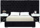 Grande Black Velvet Queen Bed (3 Boxes)