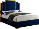 Hugo Navy Velvet King Bed - NY Furniture Direct (NY)