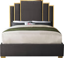 Hugo Grey Velvet Queen Bed - NY Furniture Direct (NY)