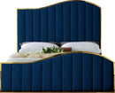Jolie Navy Velvet Queen Bed (3 Boxes) - NY Furniture Direct (NY)