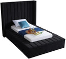 Kiki Black Velvet Twin Bed (3 Boxes) - NY Furniture Direct (NY)