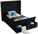 Kiki Black Velvet Twin Bed (3 Boxes) - NY Furniture Direct (NY)