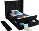 Kiki Black Velvet Twin Bed (3 Boxes) - NY Furniture Direct (NY)