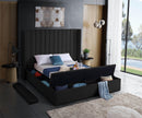 Kiki Black Velvet Queen Bed (3 Boxes) - NY Furniture Direct (NY)