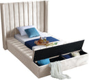 Kiki Cream Velvet Twin Bed (3 Boxes) - NY Furniture Direct (NY)