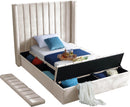 Kiki Cream Velvet Twin Bed (3 Boxes) - NY Furniture Direct (NY)