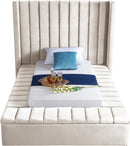 Kiki Cream Velvet Twin Bed (3 Boxes) - NY Furniture Direct (NY)